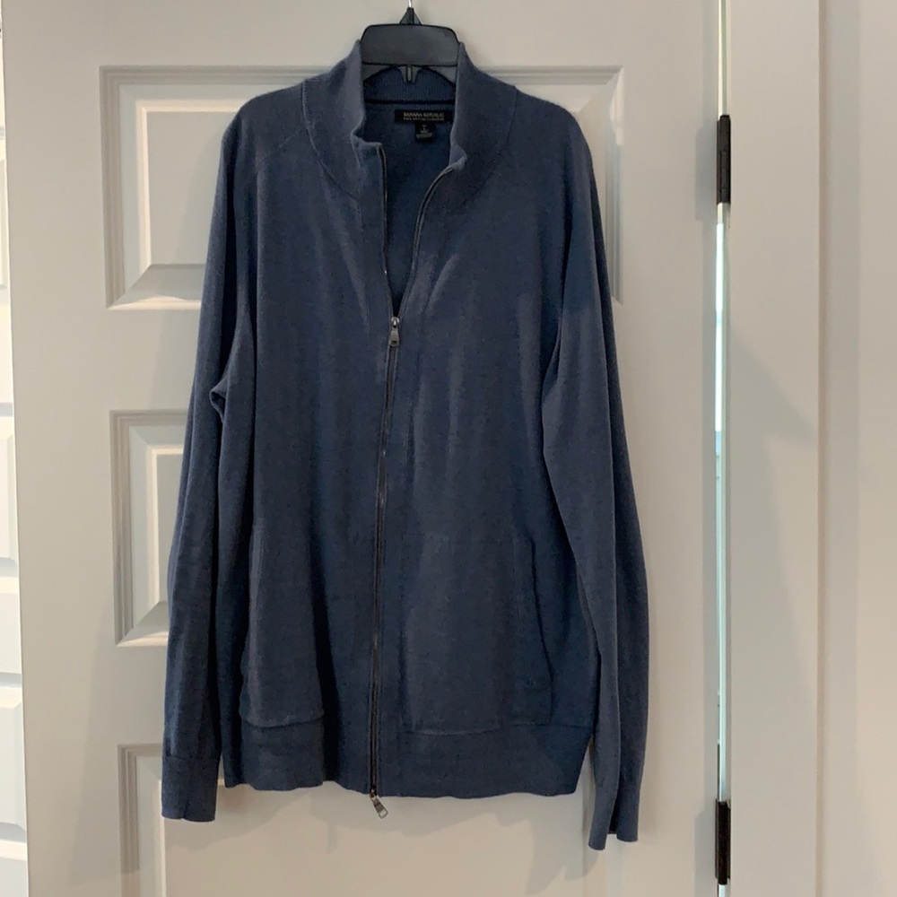 Heather blue zip up sweater